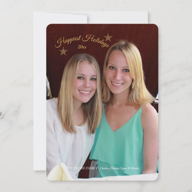 Die glücklichste Fotokarte für Tage Feiertagskarte (Vorderseite)