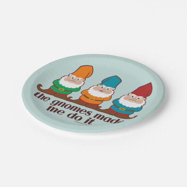 Die Gnomes ließen mich es tun blau Pappteller (Schrägansicht)