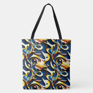 Die Golden Blue Arabesque Tote Bag