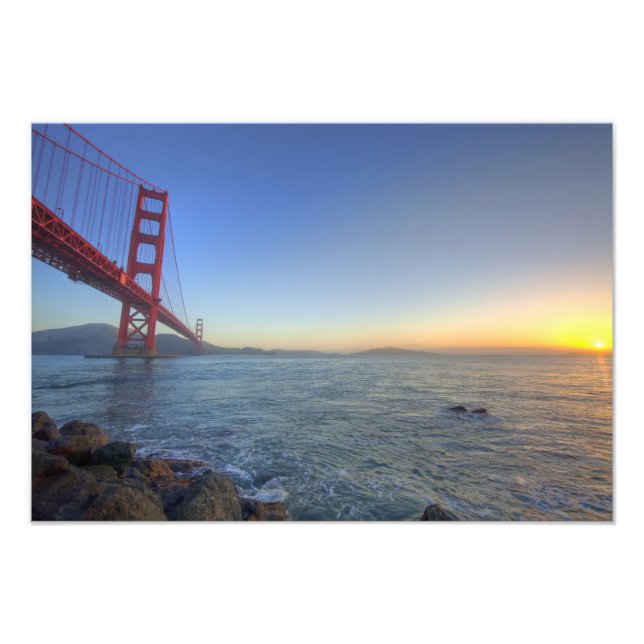 Die Golden Gate Bridge bei Sonnenaufgang von Fort Fotodruck (Vorne)