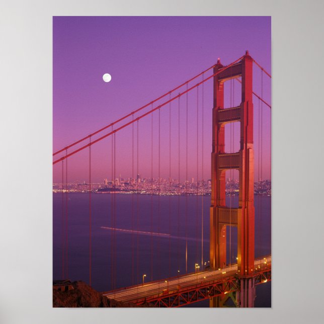Die Golden Gate Bridge kurz nach Sonnenuntergang, Poster (Vorne)