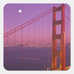 Die Golden Gate Bridge kurz nach Sonnenuntergang, Quadratischer Aufkleber