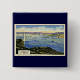 Die Golden Gate Bridge Vintage-Postkarte Button