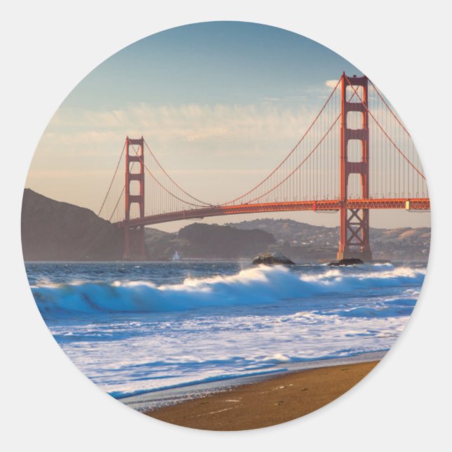Die Golden Gate Bridge vom Baker Beach Runder Aufkleber (Vorderseite)