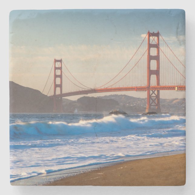Die goldene Gate-Brücke vom Baker Beach Steinuntersetzer (Vorderseite)