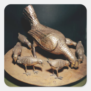 Die goldene Henne und ihre Küken Quadratischer Aufkleber
