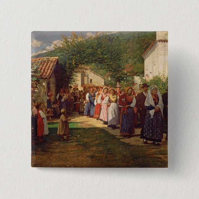 Die goldene Hochzeit (Öl auf Leinwand) Button (Vorderseite)