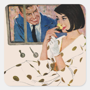 Die goldene Rose Quadratischer Aufkleber