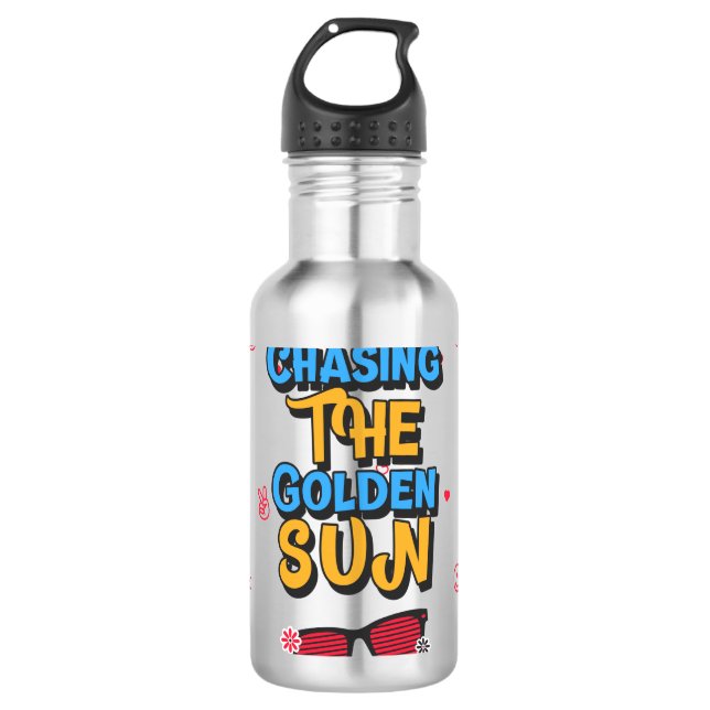 Die goldene Sonne jagen Edelstahlflasche (Vorderseite)