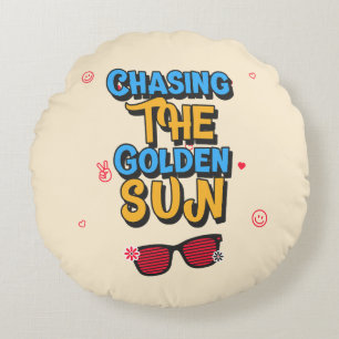 Die goldene Sonne jagen Rundes Kissen