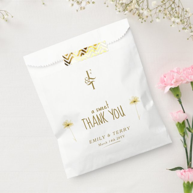 Die goldene Stunde blumenmonogramm Hochzeit danke Geschenktütchen (Versiegelt)