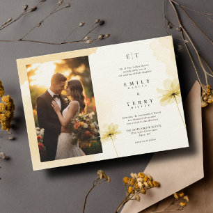 Die goldene Stunde Grace Foto & Monogramm Hochzeit Einladung