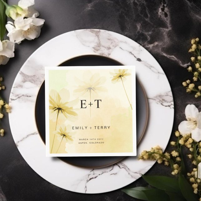 Die goldene Stunde Grace & Monogram Blumenhochzeit Serviette (Von Creator hochgeladen)