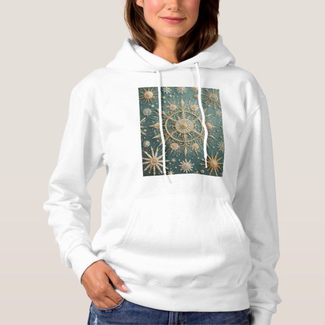 Die goldene Verkleidung des Winters: Eine Snowflak Hoodie (Vorderseite)