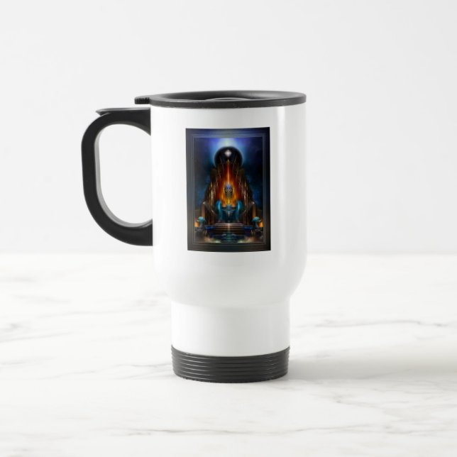 Die goldene Vision des Fraktals Arsencia Kunst Reisebecher (Links)