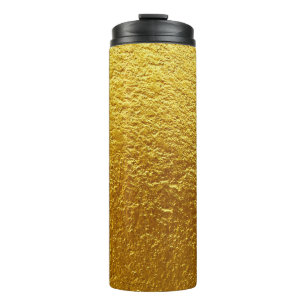 Die goldene Wandtextur ist abstrakt, alt, antike Thermosbecher