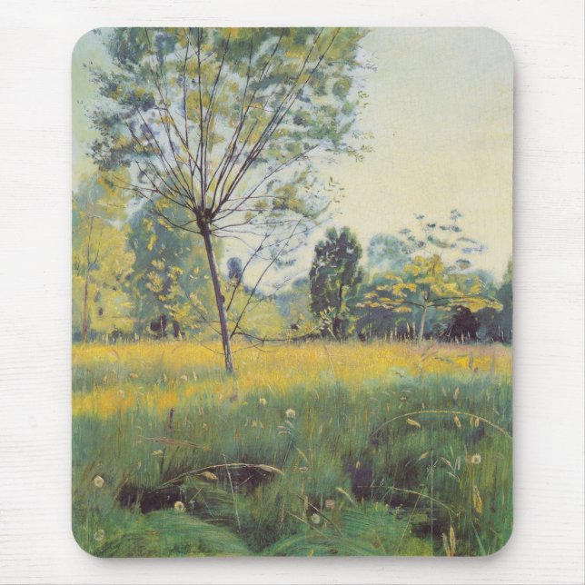 Die goldene Wiese (von Ferdinand Hodler) Mousepad (Vorne)