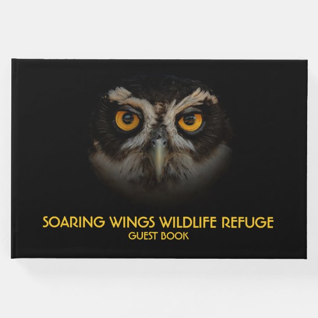 Die goldenen Augen eines spektakulären Eule Gästebuch (Vorderseite)