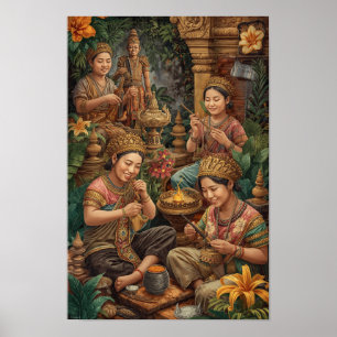 Die goldenen Kunsthandwerker von Bali - Heiliges H Poster
