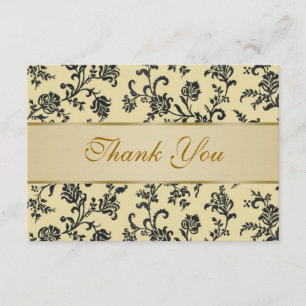 Die goldenen schwarzen Wedding Damast-Blumen Dankeskarte