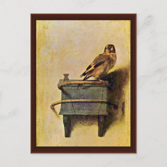 Die Goldfinch, Puttertje von Carel Fabritius Postkarte (Vorderseite)