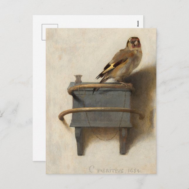 Die Goldfinch von Carel Fabritius Feiertagspostkarte (Vorne/Hinten)