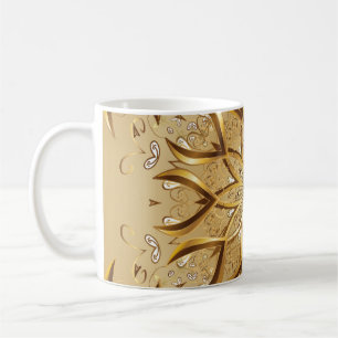 Die goldgelbe, orientalische Skizzenstruktur ist i Kaffeetasse