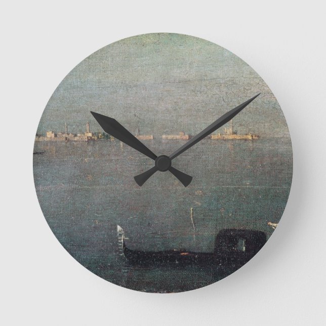 Die Gondel in der Lagune Runde Wanduhr (Vorderseite)