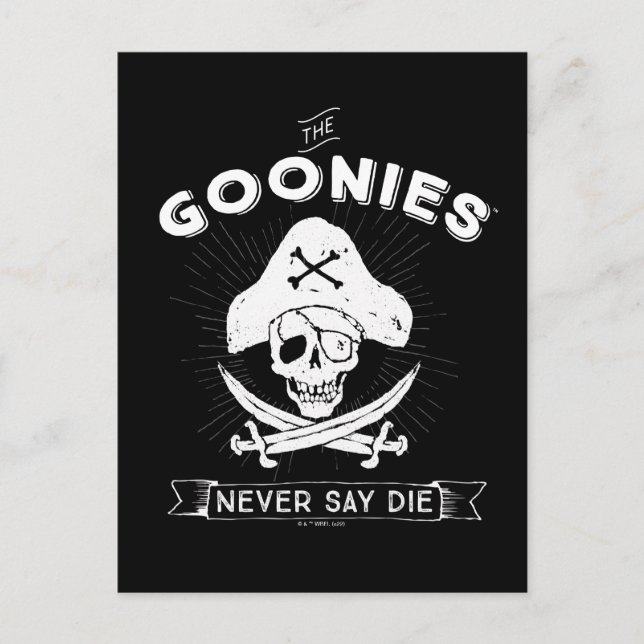 Die Goonies "Niemals sagen Die Piraten-Abzeichen Postkarte (Vorderseite)