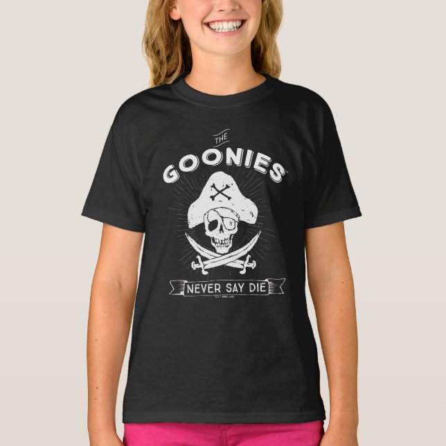 Die Goonies "Niemals sagen Die Piraten-Abzeichen T-Shirt (Vorderseite)