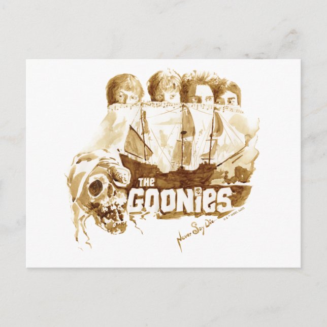 Die Goonies Pirate Schiff Wasserfarbe Grafik Postkarte (Vorderseite)