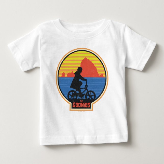 Die Goonies Retro Mikey Riding Bike Grafik Baby T-shirt (Vorderseite)