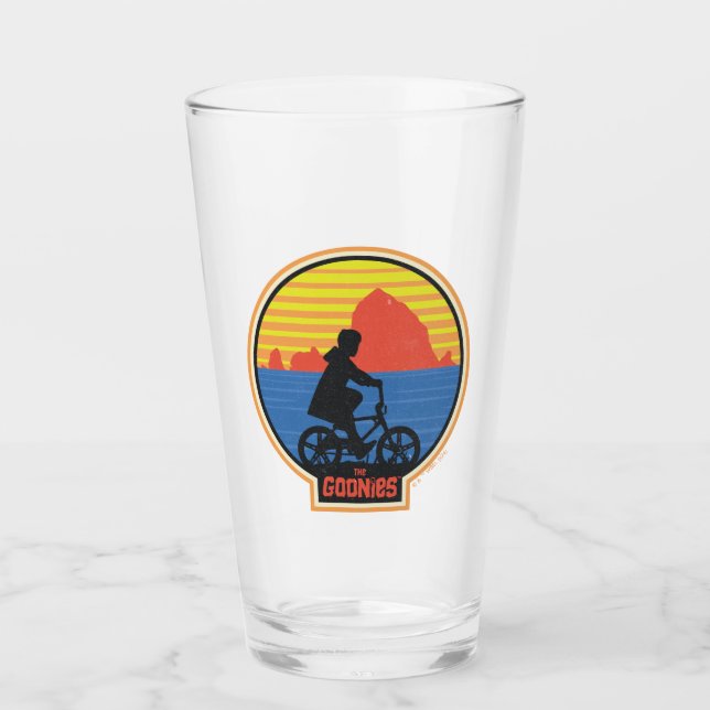 Die Goonies Retro Mikey Riding Bike Grafik Glas (Vorderseite)