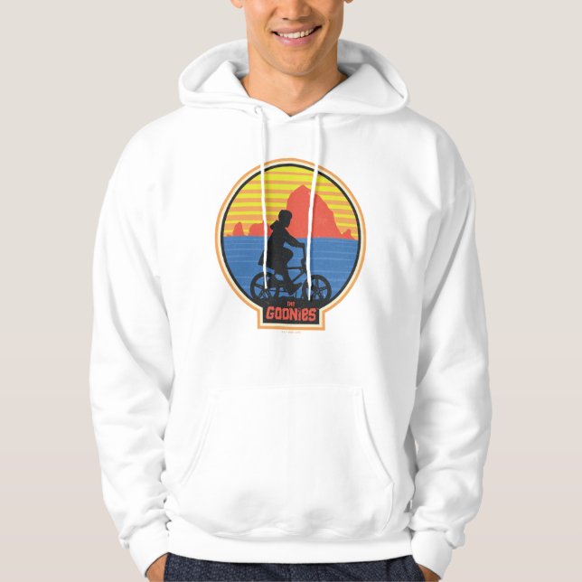 Die Goonies Retro Mikey Riding Bike Grafik Hoodie (Vorderseite)