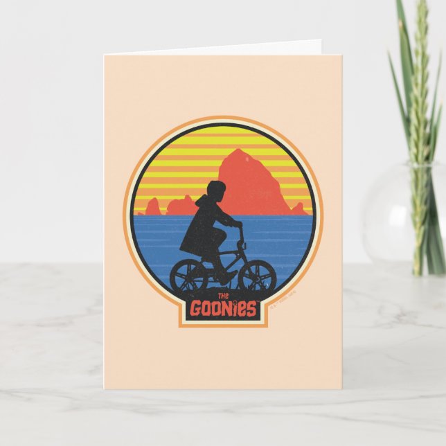 Die Goonies Retro Mikey Riding Bike Grafik Karte (Vorderseite)