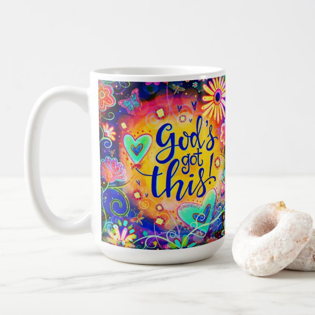 Die Got dieses Zitats durch hübsche Gottes Inspiri Kaffeetasse (Mit Donut)