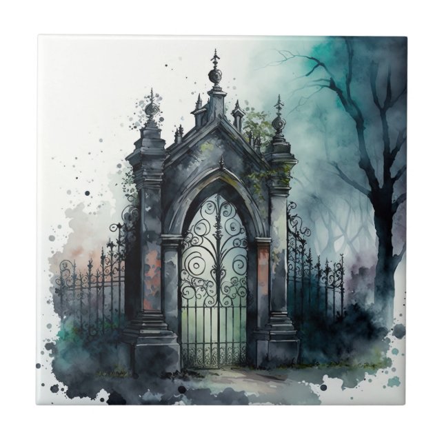 Die Gothic-Friedhofstor-Serie Design 11 Fliese (Vorderseite)