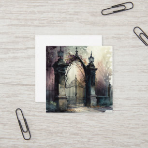 Die gotische Friedhofs-Tor-Serie Design 12 Quadratische Visitenkarte