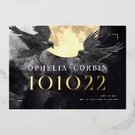 Die gotische Hochzeit des Raven & Golden Moon rett Folieneinladung