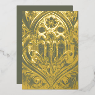 Die gotische Kathedrale Foil Card (Moss Green) Folien Feiertagskarte