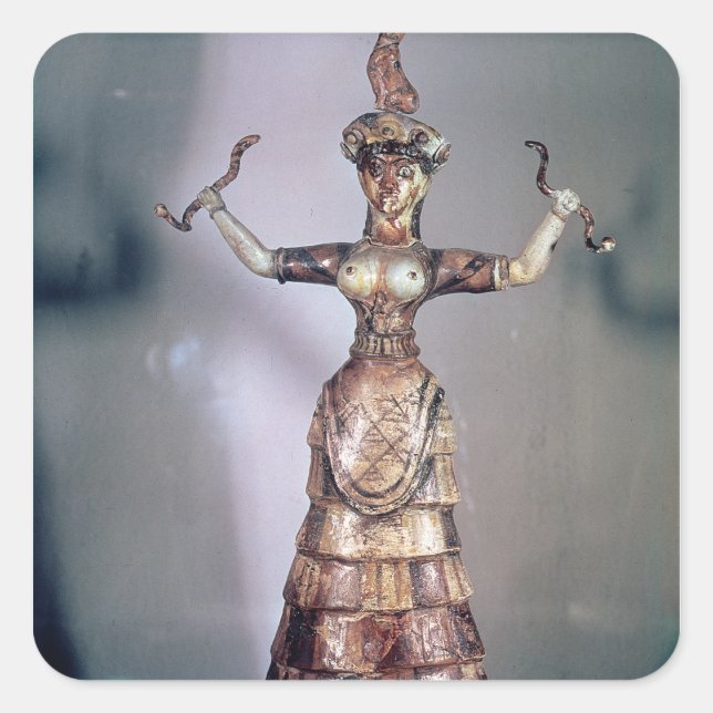 Die Göttin der Serpente Quadratischer Aufkleber (Vorderseite)