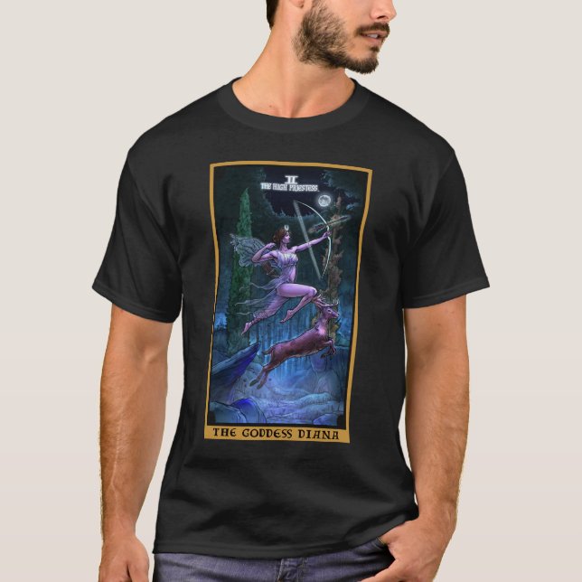 Die Göttin Diana im Tarot der Hohepriesterin-Karte T-Shirt (Vorderseite)