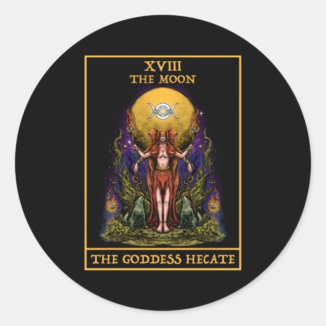 Die Göttin Hecate Tarot Card Triple Moon Hexe Wi Runder Aufkleber (Vorderseite)