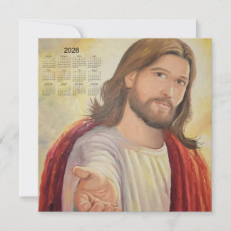 Die göttliche Einladung: Jesus 2026 Kalender Feiertagskarte