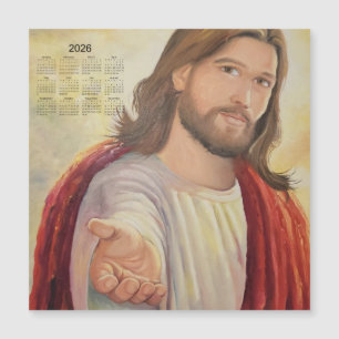 Die göttliche Einladung: Jesus 2026 Kalender Magnetkarte