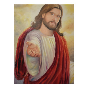Die göttliche Einladung: Jesus reicht die Hand Poster