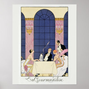 Die Gourmands, 1920-30 (pochoir Druck) Poster