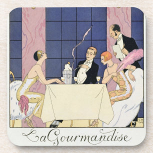 Die Gourmands, 1920-30 (pochoir Druck) Untersetzer