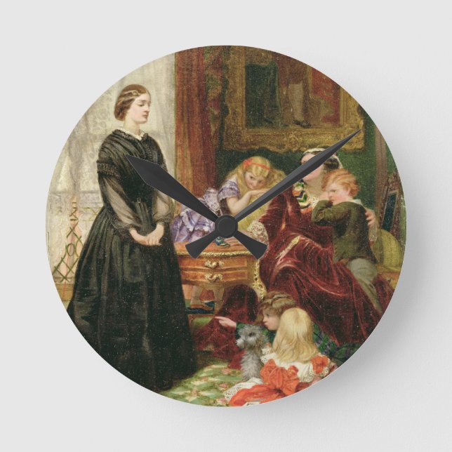 Die Gouvernante, 1860 (Öl auf Leinwand) Runde Wanduhr (Vorderseite)