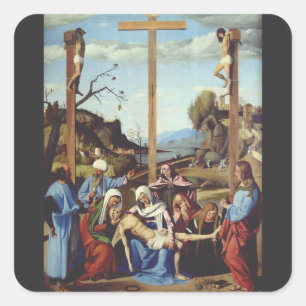 Die Grablegung Jesu Christi Heilige Ikone Kunst Quadratischer Aufkleber